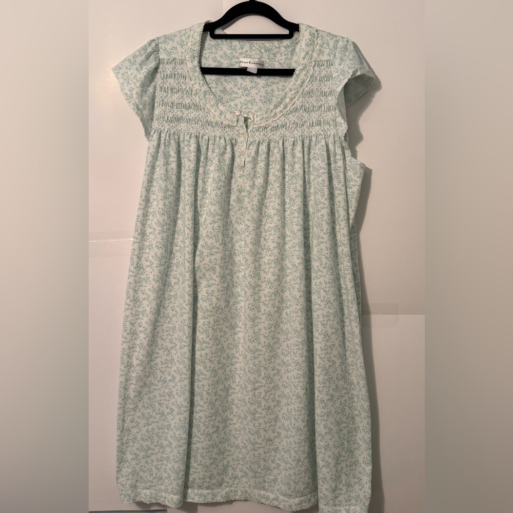Miss Elaine White and Blue Floral Nightgown